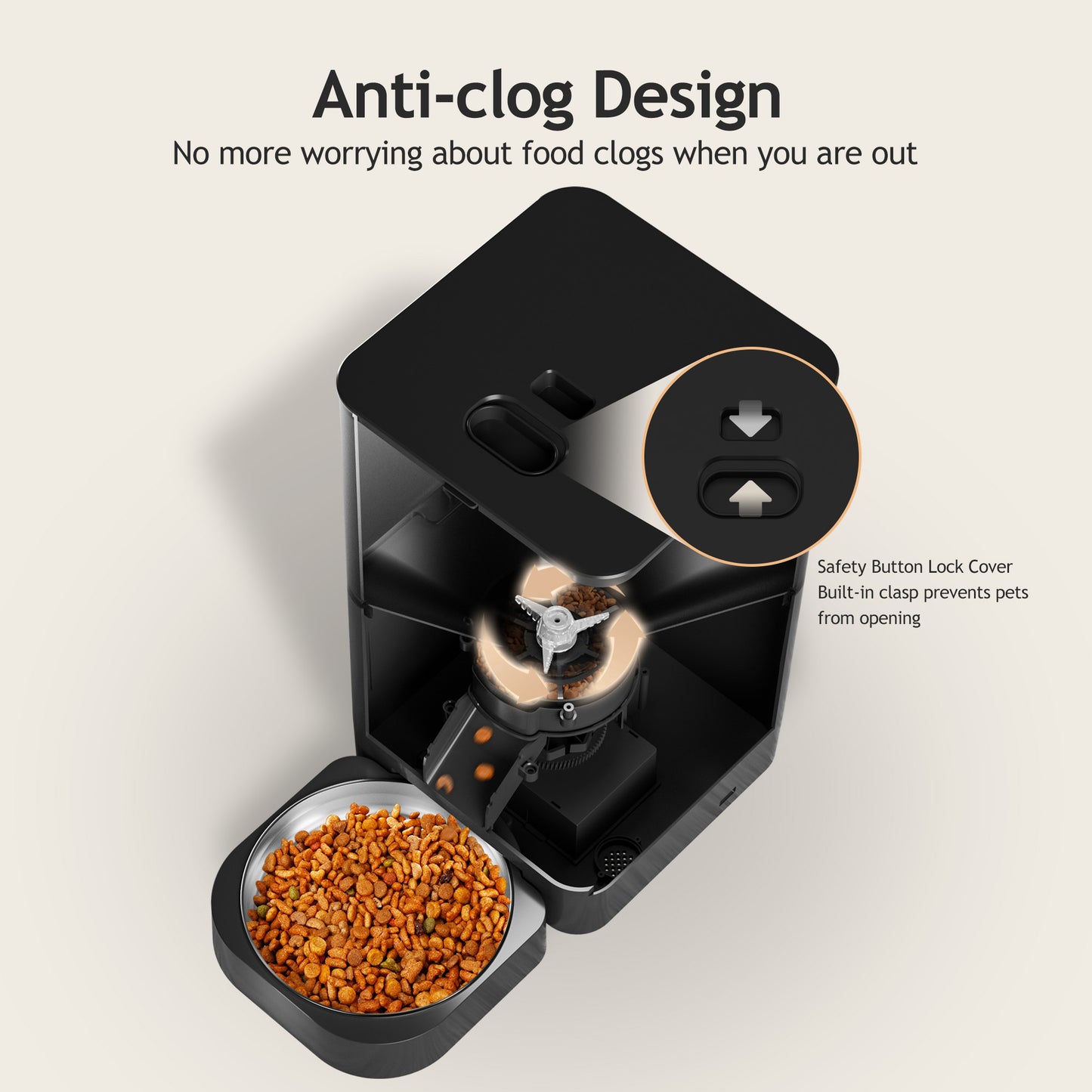 VOLUAS Cat Dry Food Dispenser with Timer, Automatic Cat Feeders with Desiccant Bag, Programmable Portion Size Control 4 Meals Per Day, 10s Voice Recorder