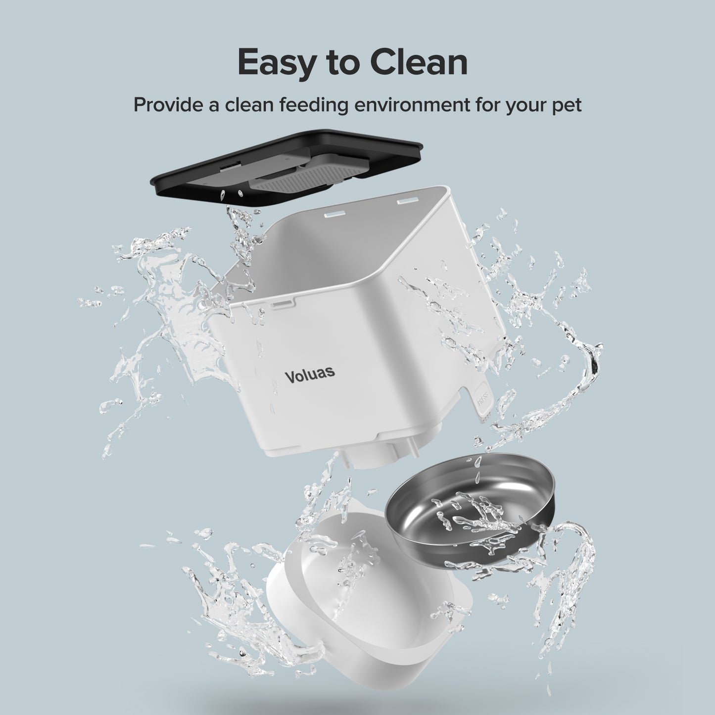 VOLUAS Automatic Cat Feeders, Pet Food Dispenser for Dry Food, Timed Cat Feeder with Desiccant Bag, Programmable Portion Size Control 4 Meals Per Day, 10s Voice Recorder