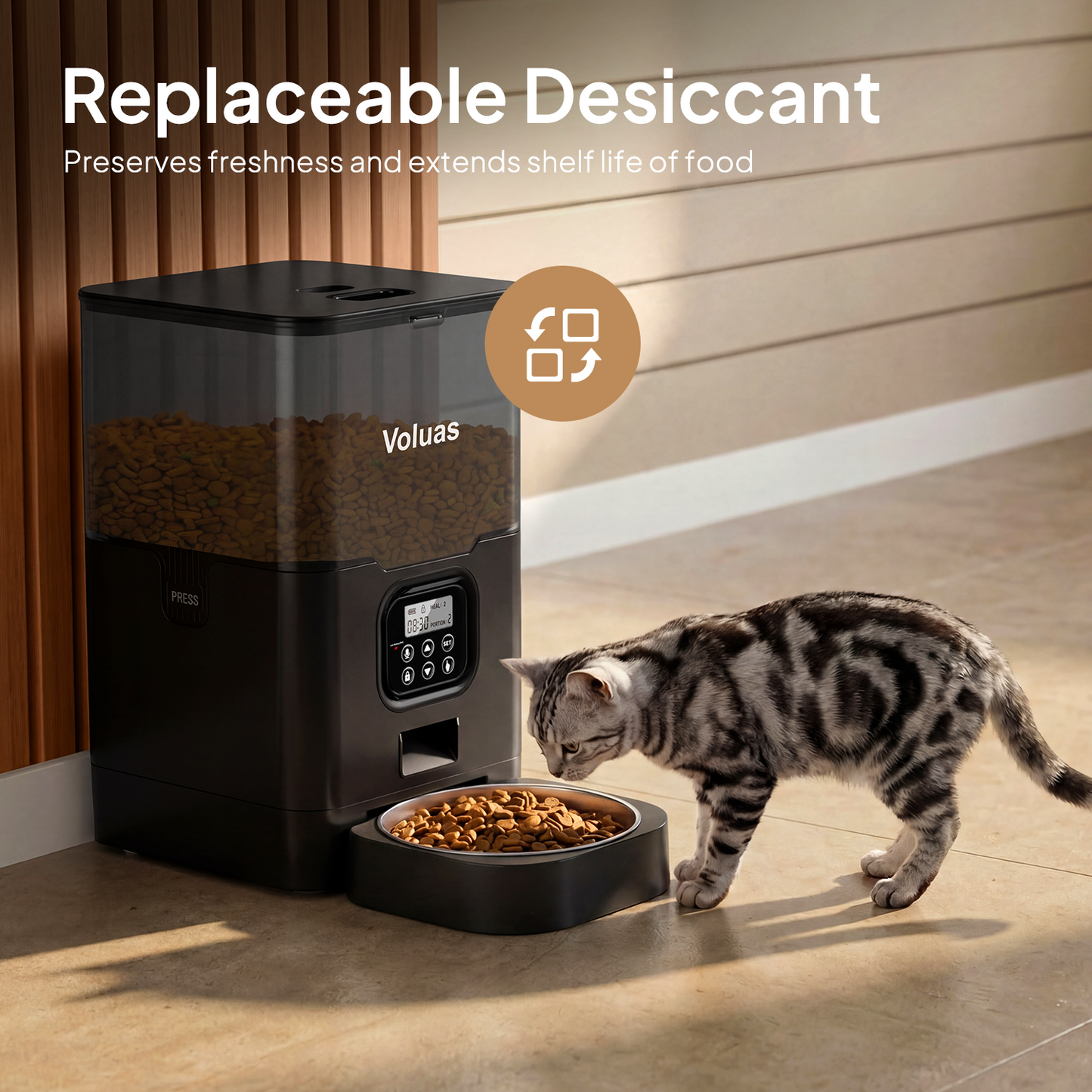 VOLUAS Black Automatic Feeder 6L