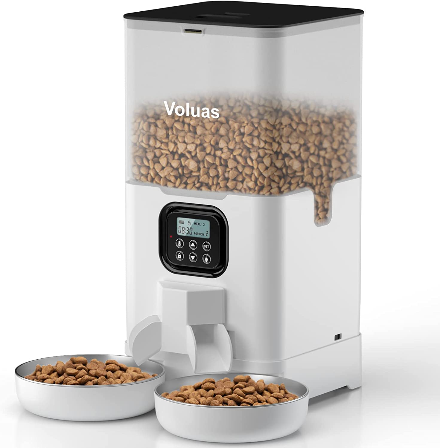 Voluas Automatic Cat Feeders for Two Cats, Double Pet Feeder with 2 St