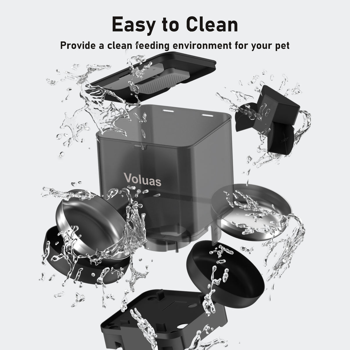 Voluas Automatic Cat eeders for Two Cats, Double Pet Feeder with 2 Sta