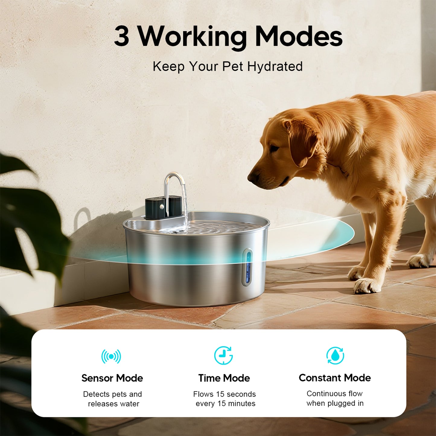 VOLUAS Wireless Large Dogs Water Fountain 6 Filters