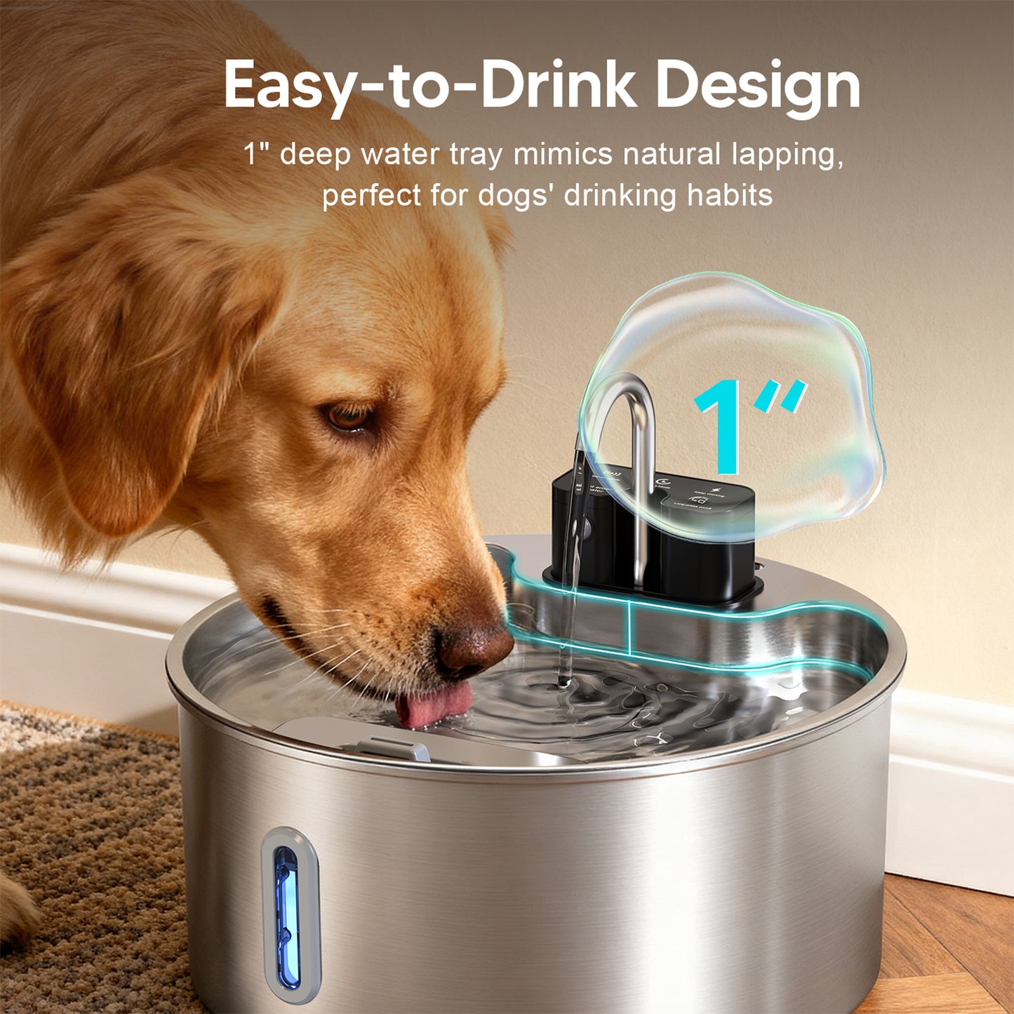 VOLUAS Wireless Large Dogs Water Fountain 6 Filters