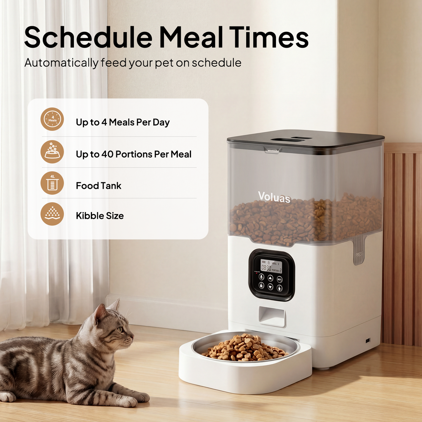 VOLUAS White Automatic Feeder 6L