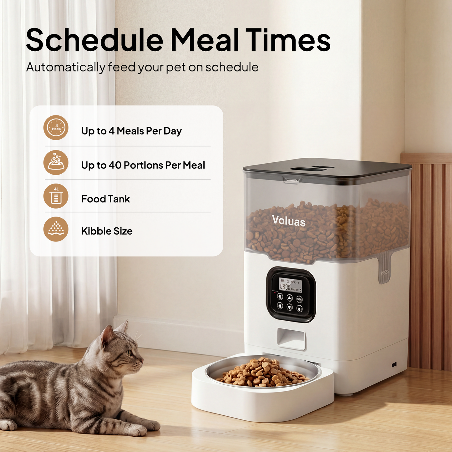 VOLUAS White Automatic Feeder 4L