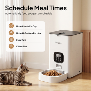 VOLUAS 4L Automatic Feeders + Stainless Steel Wireless Water Fountain