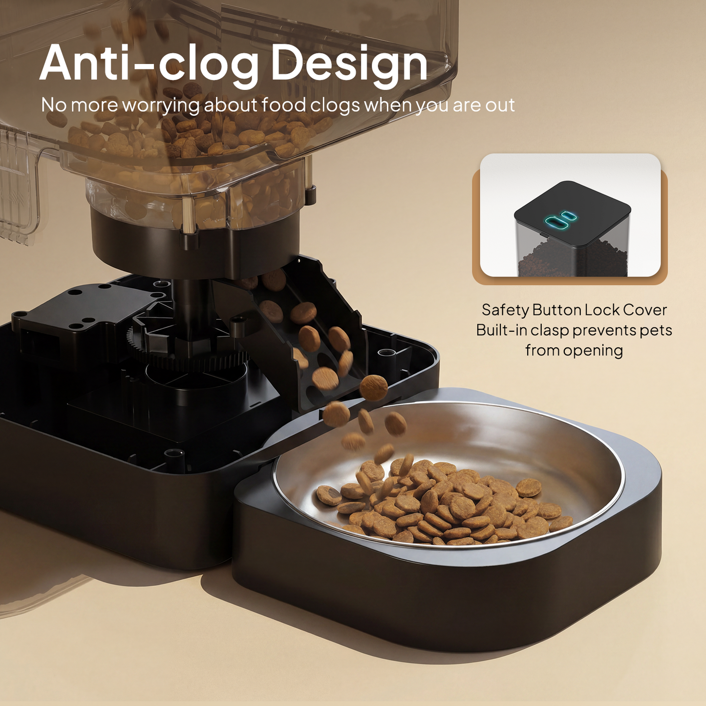 VOLUAS Black Automatic Feeder 6L