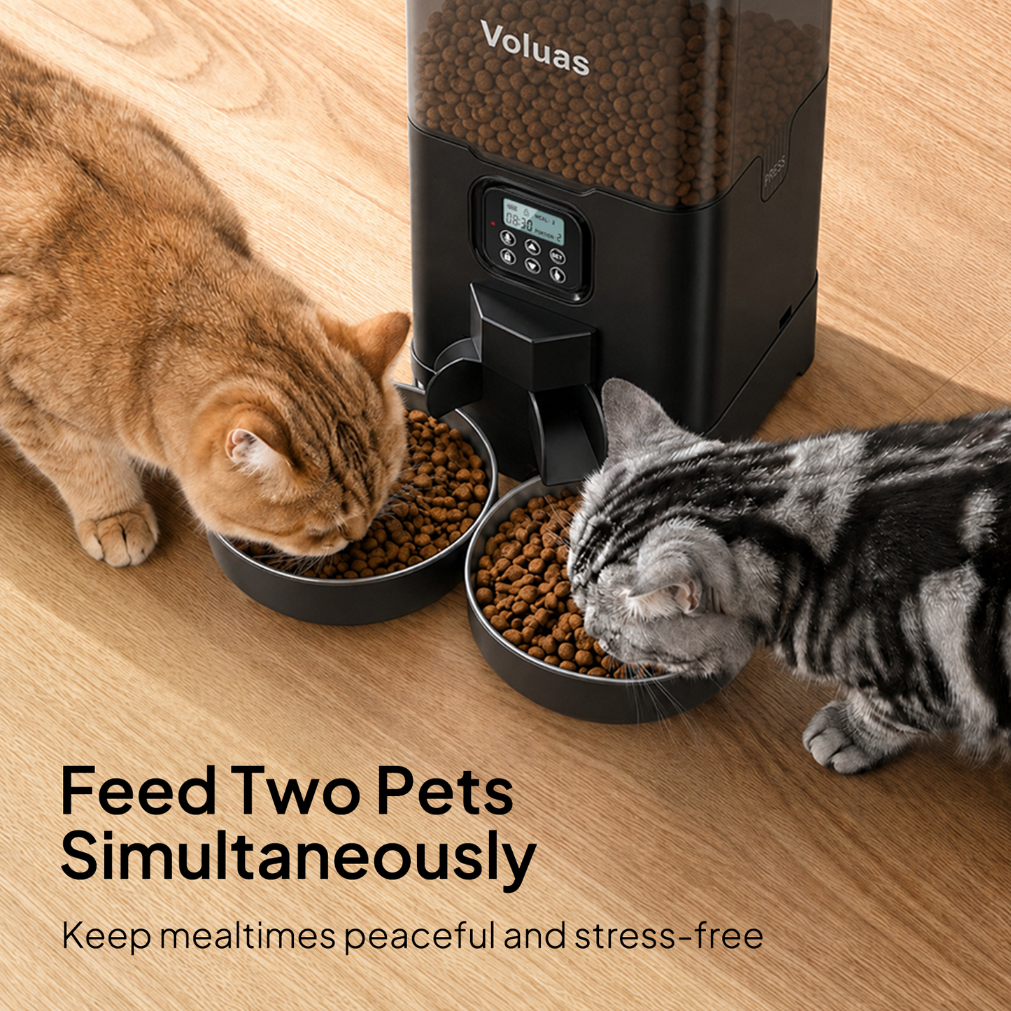 VOLUAS Smart 2 Pets Feeder Black