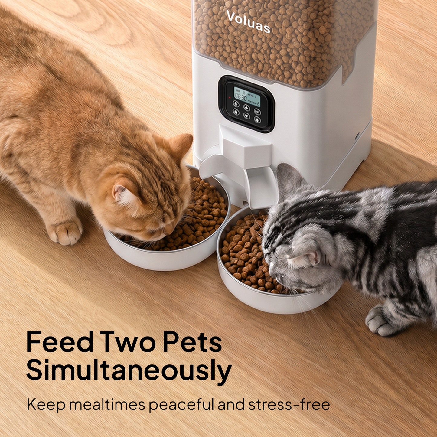 VOLUAS Smart 2 Pets Feeder White