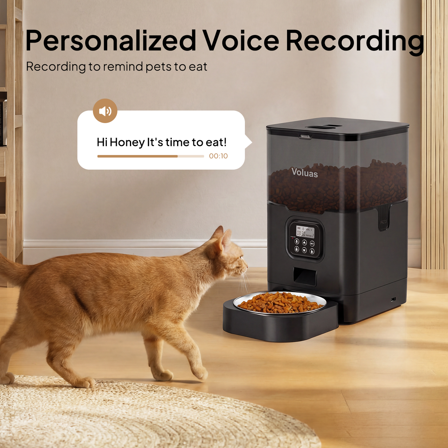 VOLUAS Black Automatic Feeder 6L