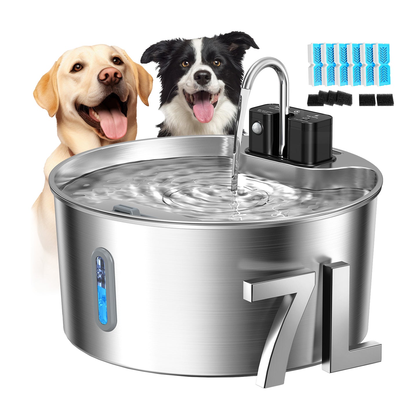 VOLUAS Wireless Large Dogs Water Fountain 6 Filters