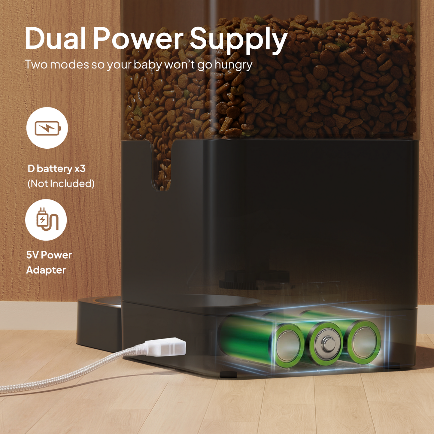 VOLUAS Black Automatic Feeder 6L