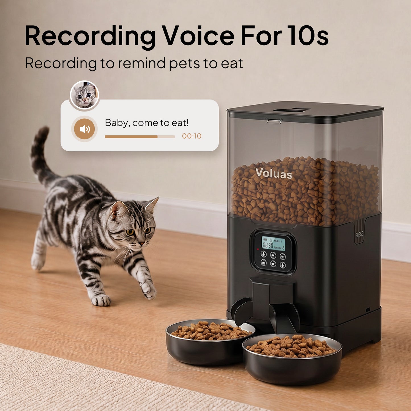 VOLUAS Smart 2 Pets Feeder Black