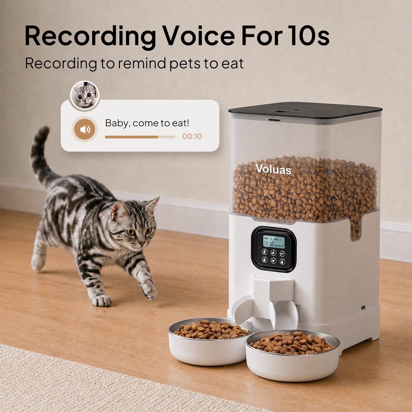 VOLUAS Smart 2 Pets Feeder White