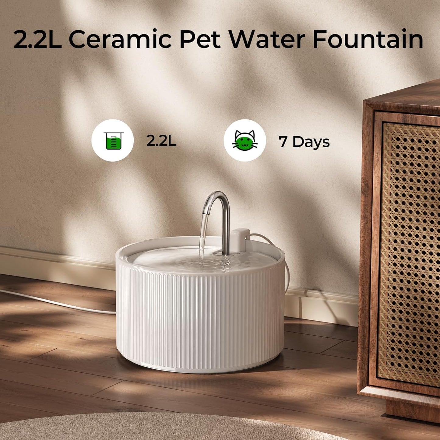 VOLUAS Ceramic Cat Water Fountain 1 Filter
