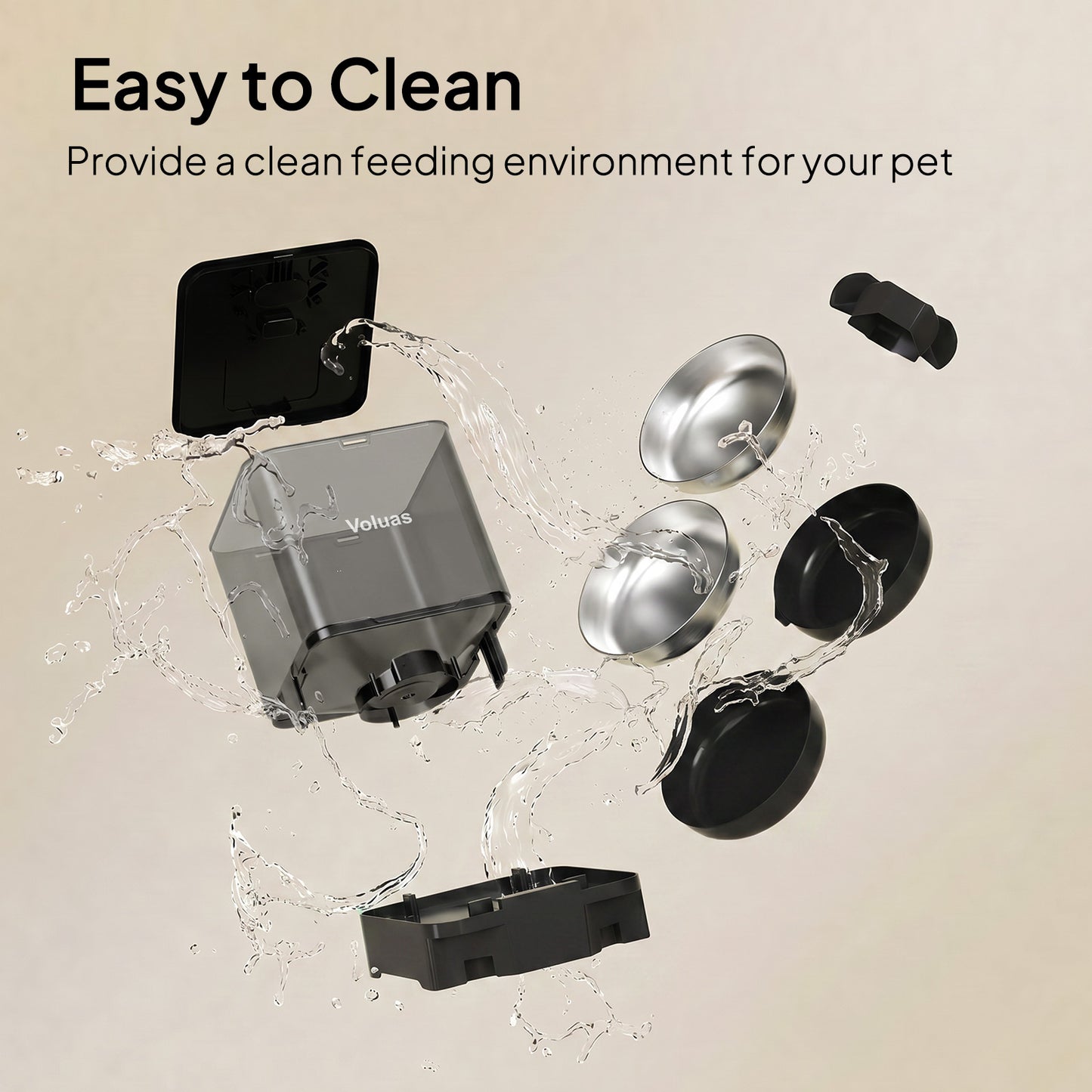 VOLUAS Smart 2 Pets Feeder Black