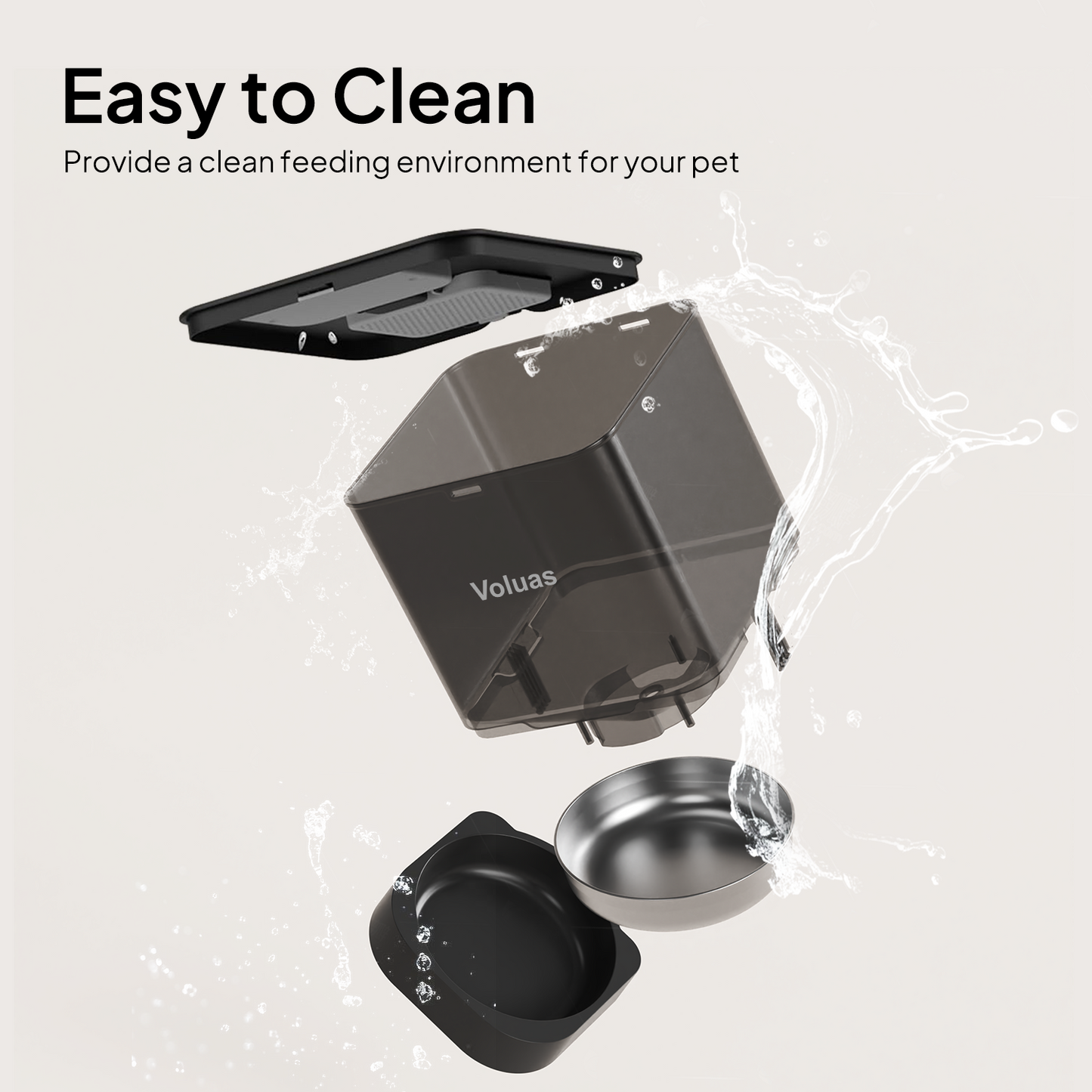 VOLUAS Black Automatic Feeder 6L