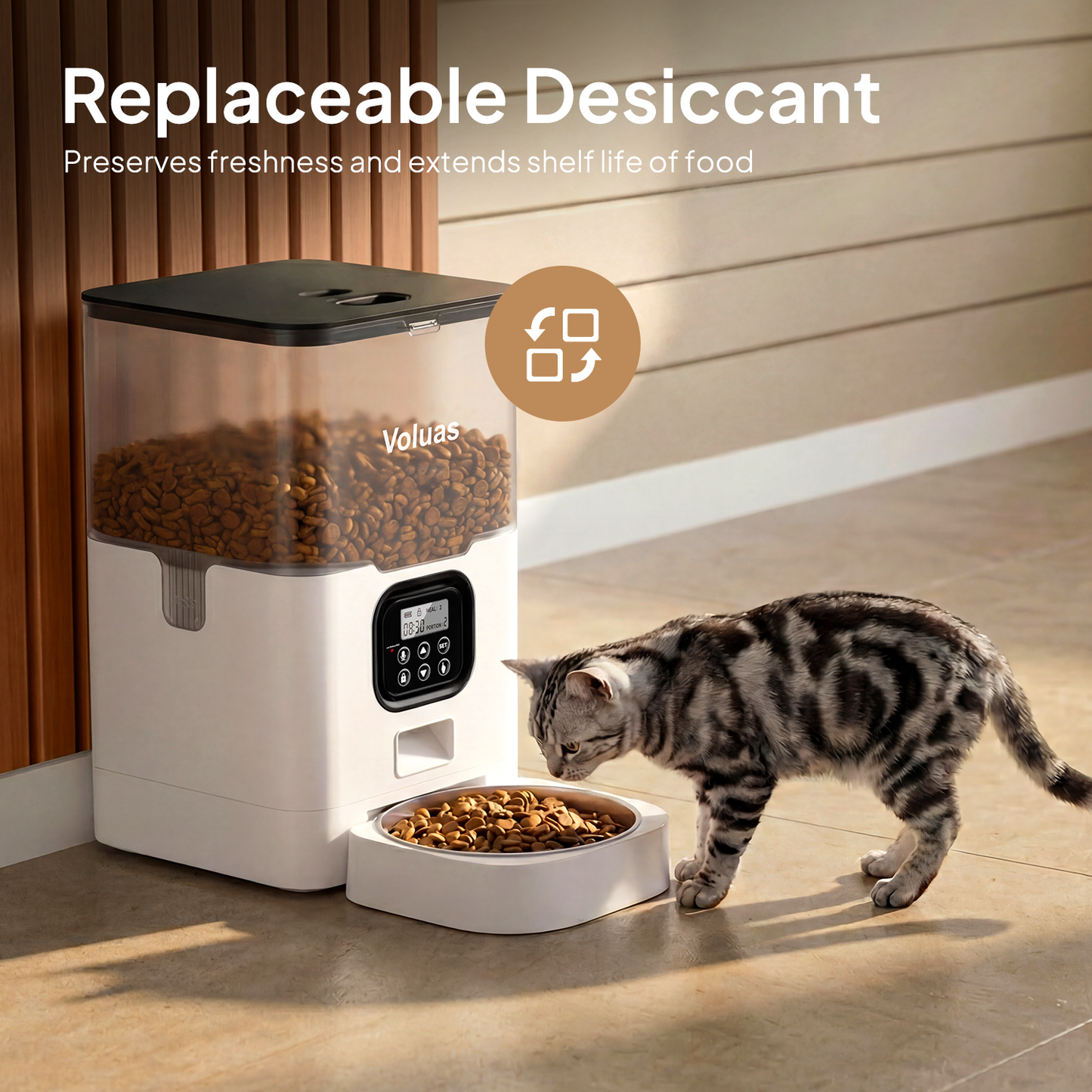 VOLUAS White Automatic Feeder 6L