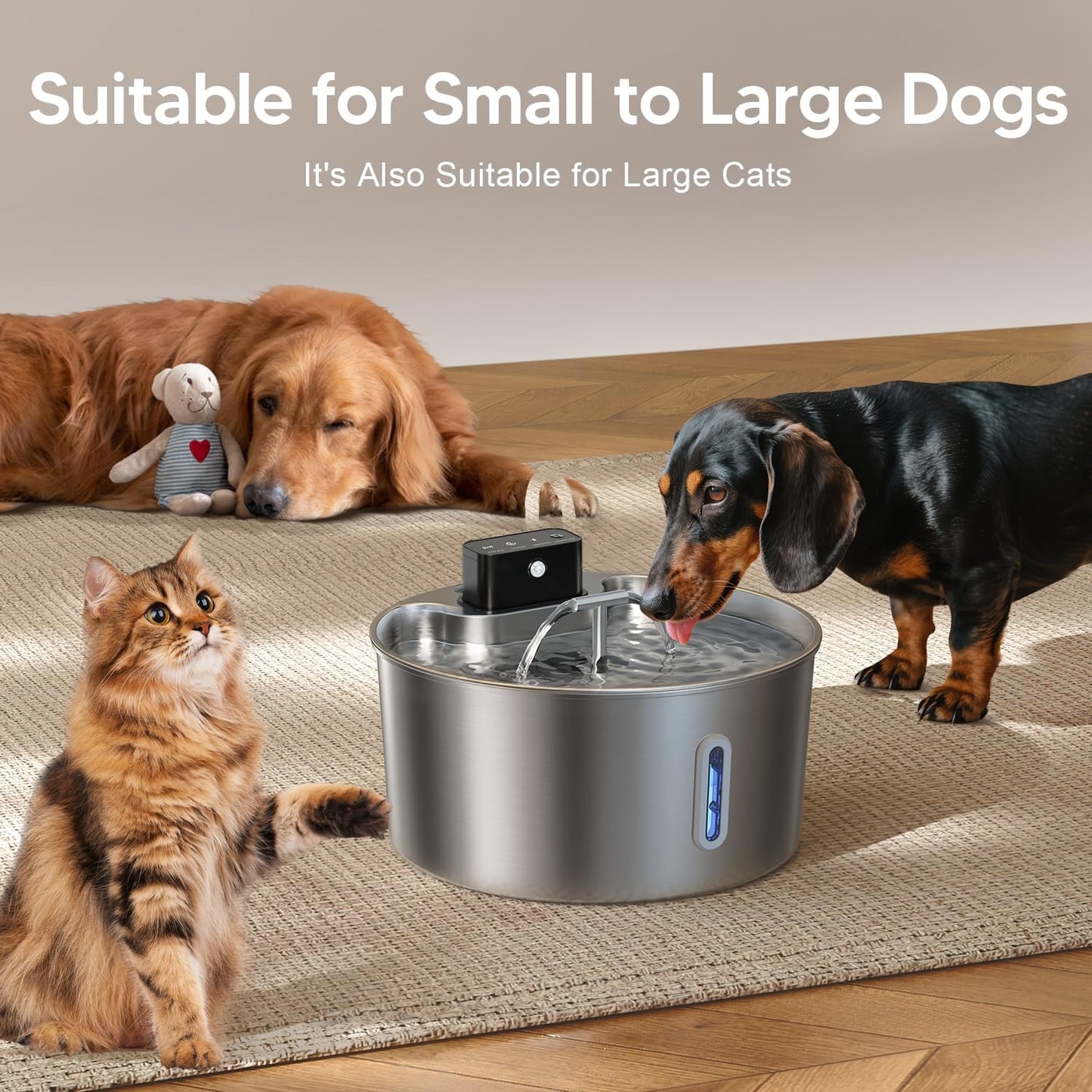 Dog Water Fountain,Automatic Water Dispenser for Dogs,236oz/1.8Gal/7L Wireless Stainless Steel Pet Water Fountains,Battery Operated Cat Water Dispenser with Ultra-Silence Pump