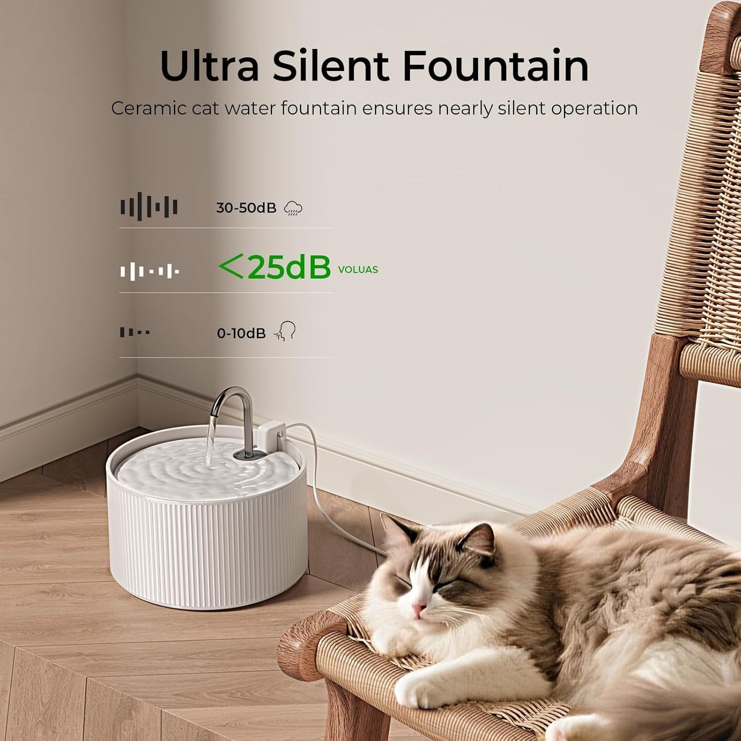 VOLUAS Ceramic Cat Water Fountain 1 Filter