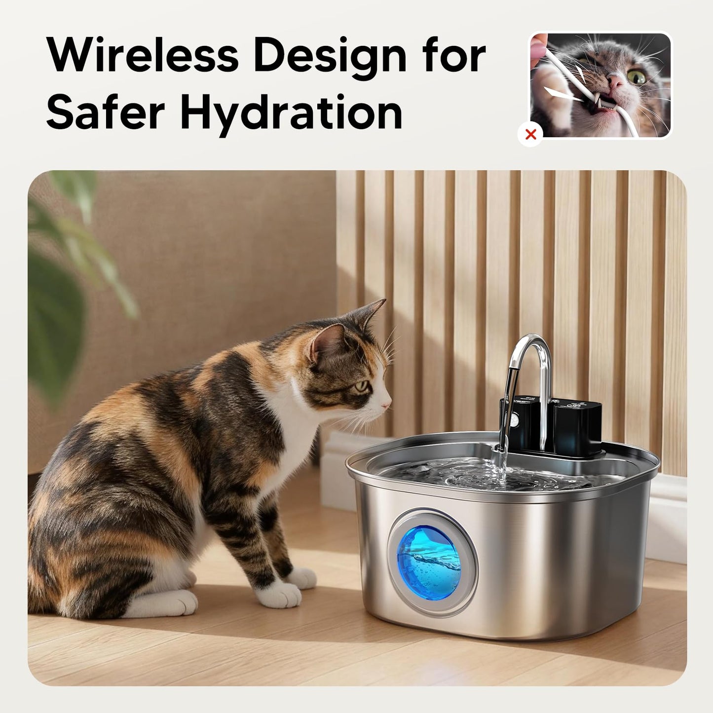 VOLUAS Wireless Water Fountain