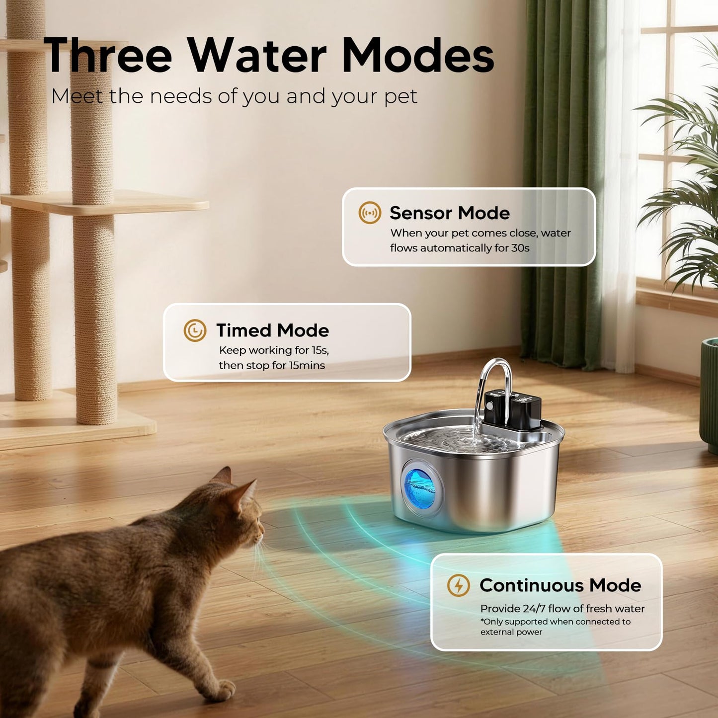VOLUAS Wireless Water Fountain